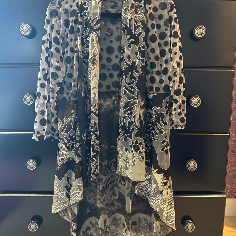 Kama a sheer draped elegant top sz s